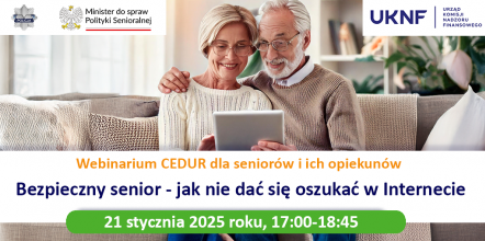 Zaproszenie na bezpłatne webinarium CEDUR dla seniorów i ich opiekunów